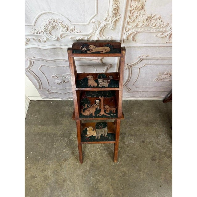 Pair of Hand-Painted Convertible Library Step Ladder Chairs With Dog Motif For Sale - Image 15 of 15