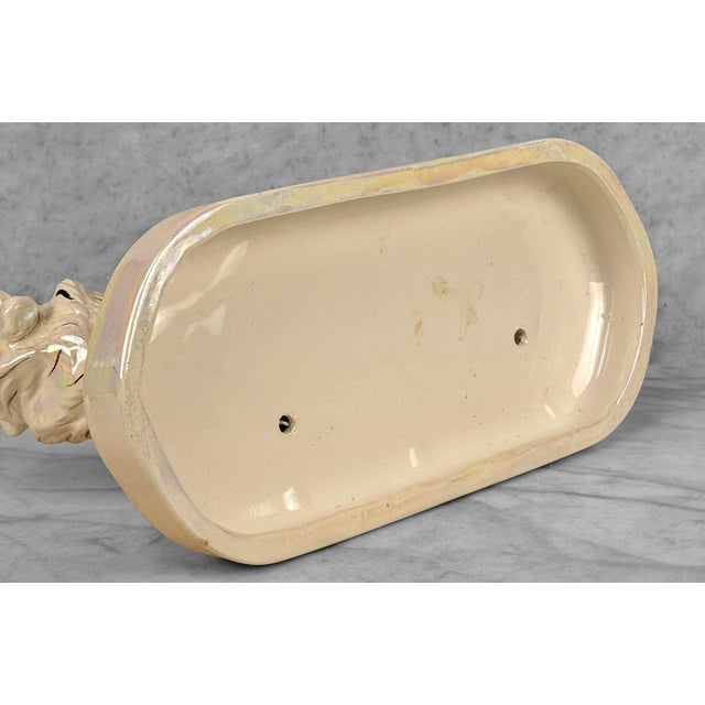 Vintage 12" Hollywood Regency White Luster Porcelain Lion Sculpture For Sale - Image 11 of 11