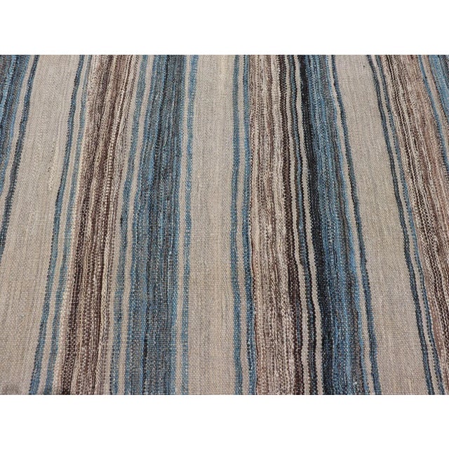 Flat-Weave Kilim Rug by Keivan Woven Arts, Brown and Blue 8'0 X 11'6 For Sale - Image 4 of 13