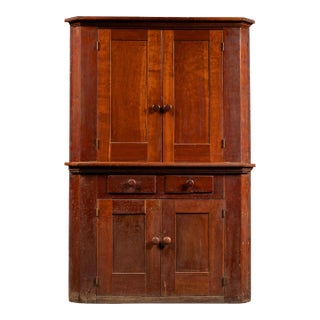 19th Century American Primitive Corner Cabinet For Sale