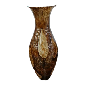 Vintage Italian Murano Handblown Glass Vase 19" Brown Spots Speckle Art Deco MCM