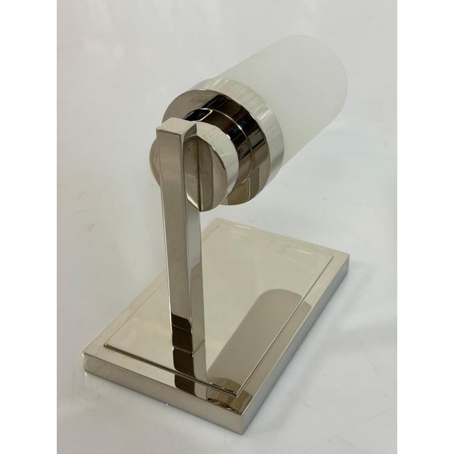 Pair of Marian Jamieson "Six of One" Nickel Wall Sconces With Frosted Glass For Sale - Image 11 of 17