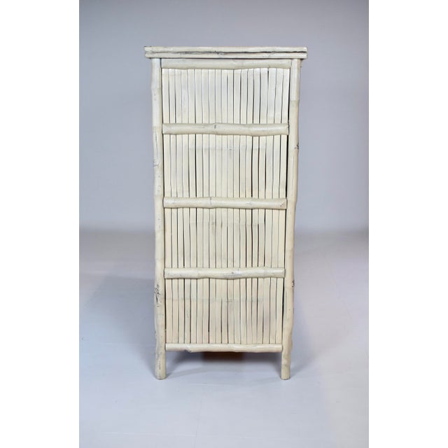 Wood 1990s Coastal Faux Bamboo Dresser With Grasscloth, White-Washed Finish For Sale - Image 7 of 13