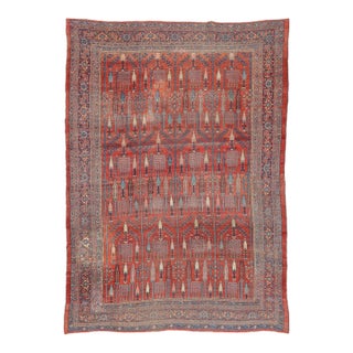 MYSTICAL FOREST Compelling Tree of Life in Natural Dyes, C. 19th Century Rug 9.2 x 12.9 For Sale