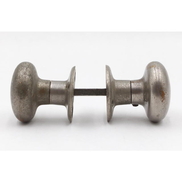 Vintage Round Nickel Brass Passage Door Knobs House Set - Set of 4 For Sale - Image 6 of 7
