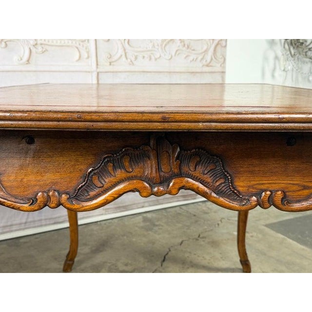 Antique French Louis XV Coffee Table, Solid Oak, Circa 1890 For Sale - Image 9 of 13