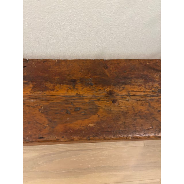 Antique Early American Americana Primitive Plank Wood Farm Bench, 19th Century For Sale - Image 10 of 18