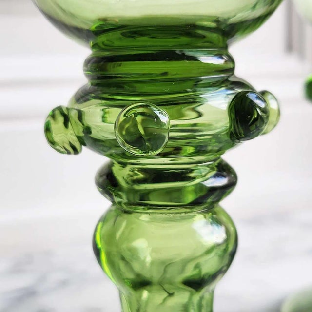 Glass Mouth Blown Römer Wine Glasses, 1970s, Set of 6 For Sale - Image 7 of 8