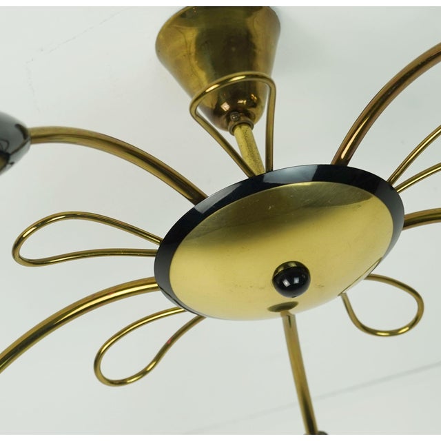 Black Mid-Century Sputnik Spider Ceiling Lamp in Brass, Metal and Plastic, 1950s For Sale - Image 8 of 14