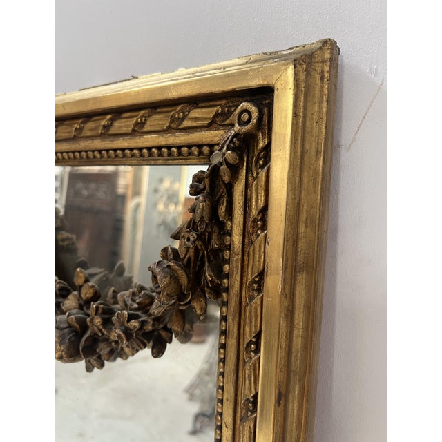 Louis XVI Style Console and Interior Mirror in Gilded Wood, Set of 2 For Sale - Image 15 of 18