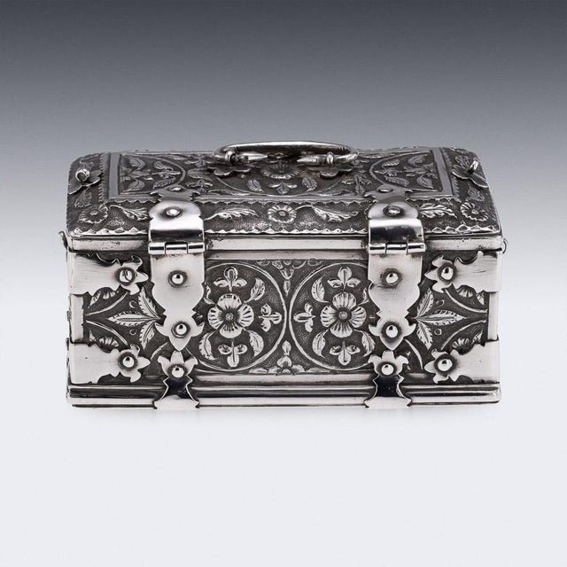 Late 19th Century Antique Indian Madras Silver Casket, 1890 For Sale - Image 5 of 18