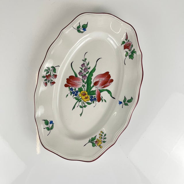 White Small Oval Réverbère Model Dish with Flat End from KG Lunéville, 1980s For Sale - Image 8 of 8