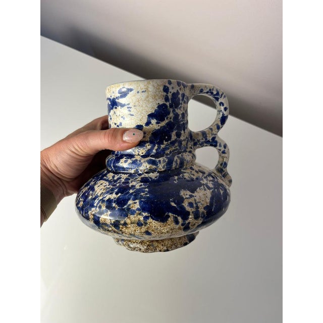 Ceramic Blue Speckled Carafe from Marei Keramik For Sale - Image 7 of 11