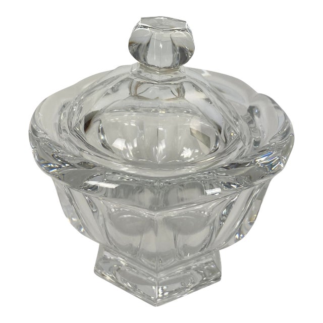 Late 20th Century Louis XVI Baccarat Crystal Lidded Candy Dish or Mustard Bowl For Sale