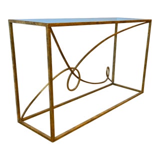 Century Furniture Modern Gold Leaf Finished Console Table For Sale