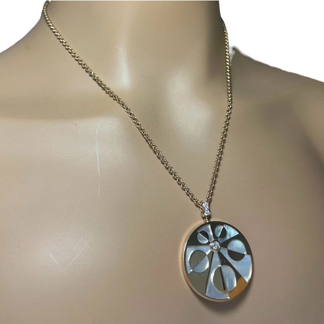 Bulgari Intarsio Diamond Mother of Pearl Rose Gold Pendant Necklace For Sale In Philadelphia - Image 6 of 13