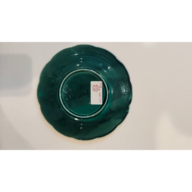 Set/6 Green Leaf Scalloped Majolica Plate From Gien For Sale - Image 6 of 13
