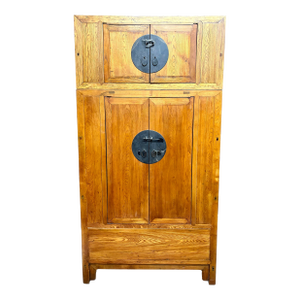 Antique Korean 2 Part Hardwood Compound Wedding Cabinet Armoire