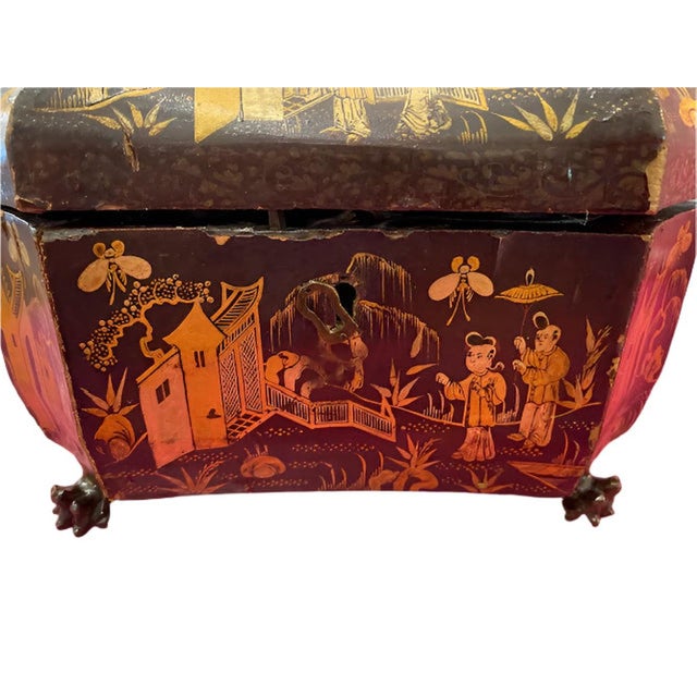 Chinese Antique Chinese Lacquer Tea Caddy For Sale - Image 3 of 6