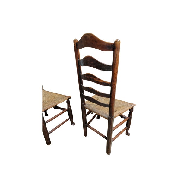 English A Pair of Late 18th Century Lincolnshire Ladder Back Side Chairs For Sale - Image 3 of 8
