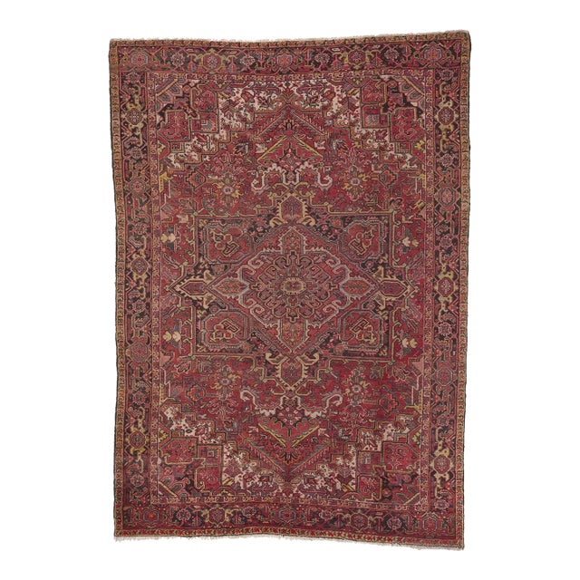 Mid 20th Century Mid 20th Century Vintage Persian Heriz Rug - 08'04 X 11'08 For Sale