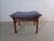 1970's Danish beech footstool with blue fabric upholstery. Danish footstool in slimlined but advanced Scandinavian modern...