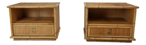 Bamboo and Rattan Bedside Tables Nightstands from Dal Vera, Italy, 1970s, Set of 2