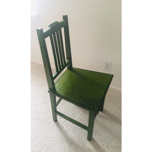 1990s Lime Green Distressed Side Chair For Sale - Image 4 of 7