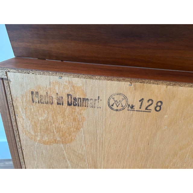 Brass 1960s Mid Century Danish Modern Teak Vanity/Desk With Bench by Arne Wahl Iversen for Vinde Molefabrik - Set of 2 For Sale - Image 8 of 12