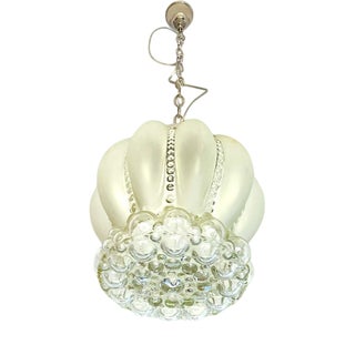 Large Mid-Century Modern Frosted Bubble Glass Hanging Light, 1960s For Sale