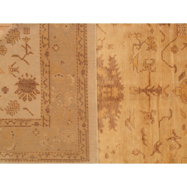 Turkish Vintage Oushak Carpet, Oriental Rug, Handmade, Ivory, Gray, Saffron, Yellow For Sale - Image 3 of 18