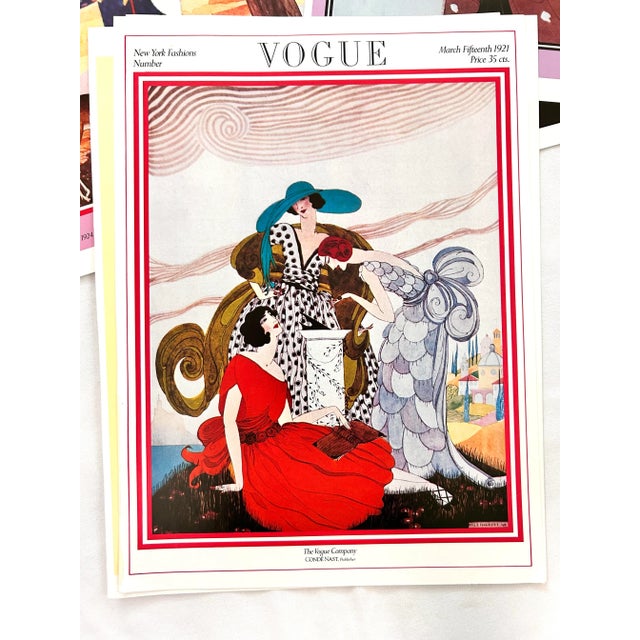 Paper Vintage Vogue Magazine Cover Fashion Illustration Prints – Set of 11 For Sale - Image 7 of 10