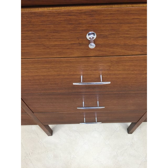 Brown Mid 20th Century Lane Delineator 12 Drawer Low Chest Designed by Paul McCobb in Rosewood and Walnut With Chrome Hardware For Sale - Image 8 of 18