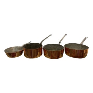 French Four Copper Pots in Different Sizes, 19th Century - Set of 4 For Sale