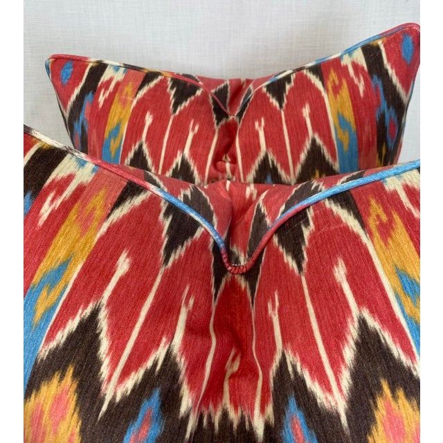 Transitional Ikat Velvet 22" Pillows-a Pair For Sale - Image 3 of 5