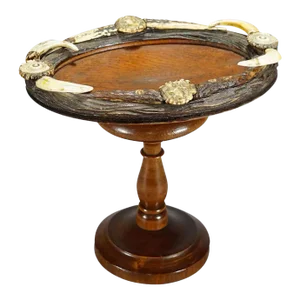 Antique Business Card Tray With Deer Horn Decorations , Germany Ca. 1900
