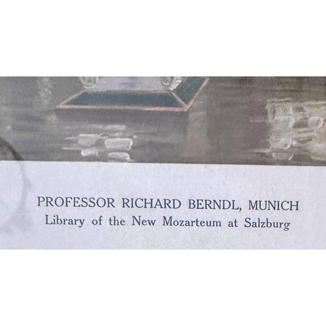 1920s Original German Chromolithograph Print Bookplate, Library of the New Mozarteum For Sale - Image 4 of 8