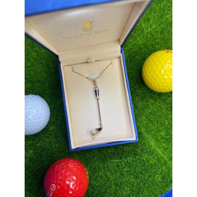 Diamond Black Grey Mother of Pearl Golf Club Birdie Jewelry 18 Karat Rose Gold For Sale - Image 4 of 10