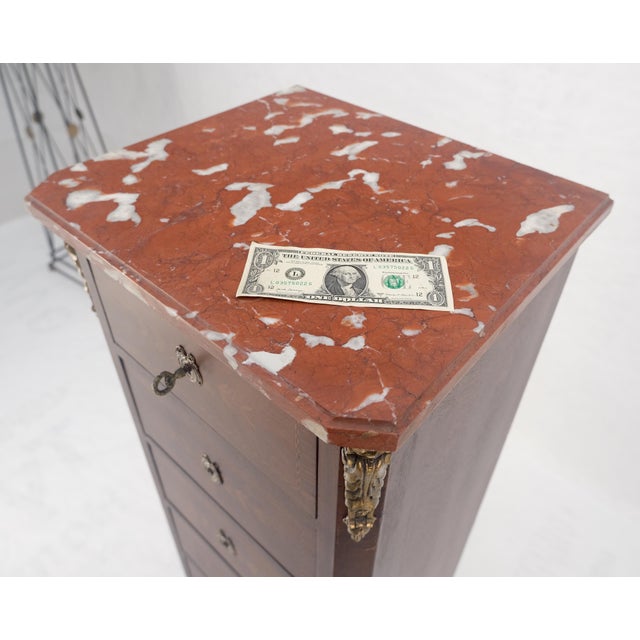 Rouge Marble Top 6 Drawers w/ Dovetails French Louis XV Lingerie Chest Dresser For Sale - Image 6 of 18