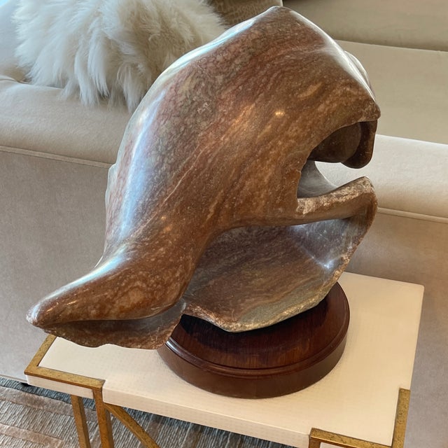 Stone Carved Alabaster Shell Sculpture For Sale - Image 7 of 9