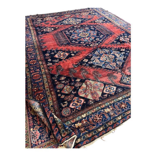 Antique Persian Tribal Bold Design Rug 10.8 x 13.6 For Sale