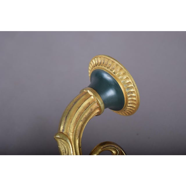 Gilt Bronze Double-Arm Wall Sconces with Frosted Glass Shades, 1950s, Set of 2 For Sale - Image 10 of 18