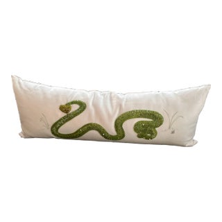 Decorative Pillow With Hand Applique and Beadwork For Sale