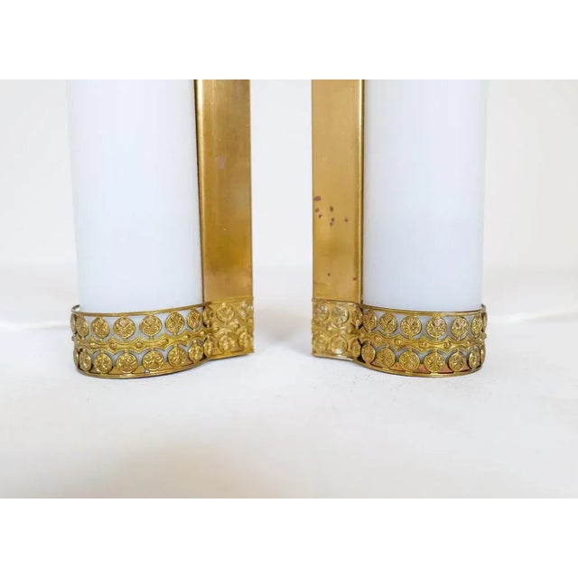 Mid-Century Modern Brass and Opaline Wall Lamps from Asea, Sweden, Set of 2 For Sale - Image 6 of 11