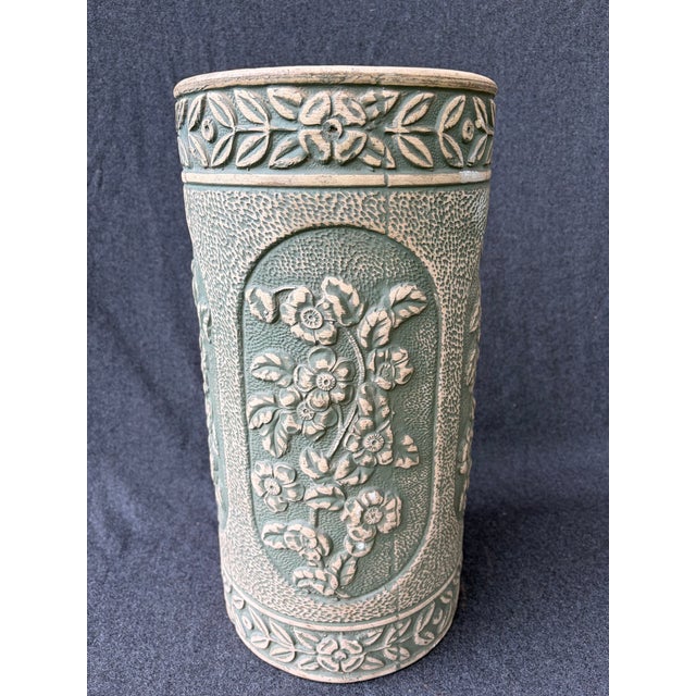 Vintage Green Floral Ransbottom Umbrella Stand For Sale - Image 11 of 13