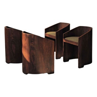 Art Deco Armchairs in Veneer, 1930, Set of 4 For Sale