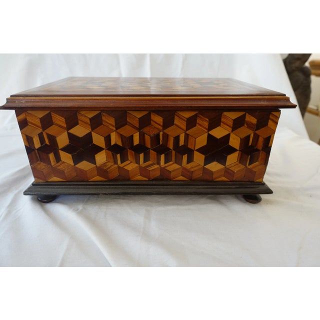 Vintage Folk Art Marquetry Box, 1940s For Sale - Image 3 of 7