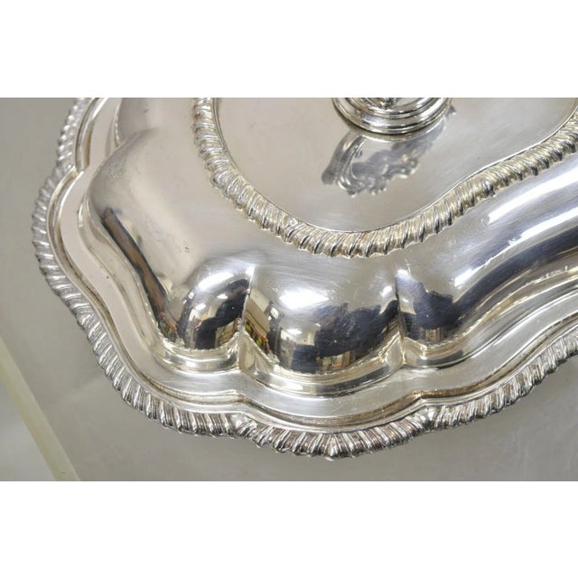 Vintage Regency Style Silver Plated Covered Vegetable Dish Serving Platter For Sale - Image 11 of 13