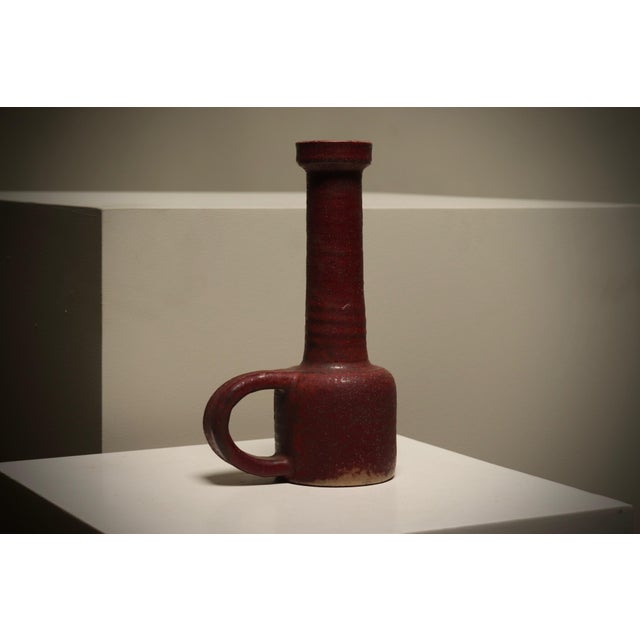 Maroon Stoneware Vase from Mobach, Holland, 1960s For Sale - Image 8 of 8