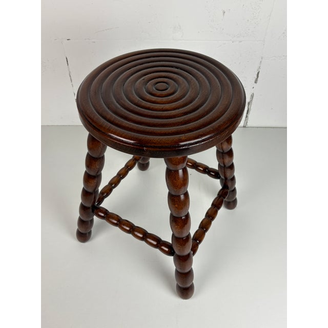 Mid-Century Turned Wood Bobbin Stool in the style of Charles Dudouyt, France, 1950s For Sale - Image 13 of 18
